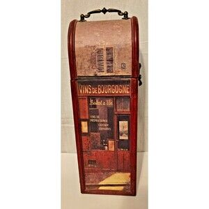 Decorative Wood Box Vins deBourgogne Wine Gift Box Felt Lining Vintage Storage